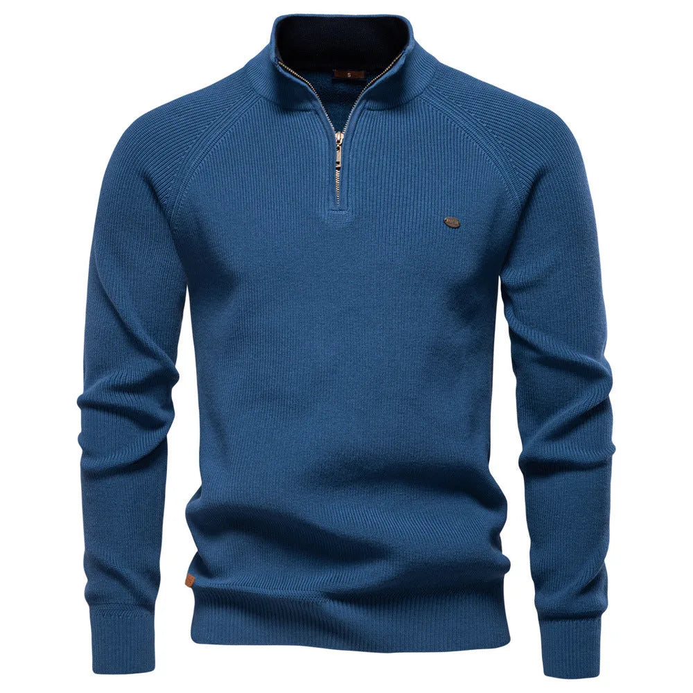 Luxe half zip trui met opstaande kraag