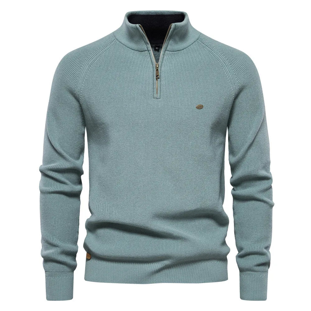 Luxe half zip trui met opstaande kraag