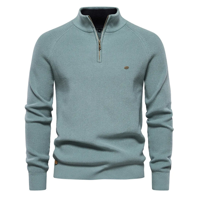Luxe half zip trui met opstaande kraag