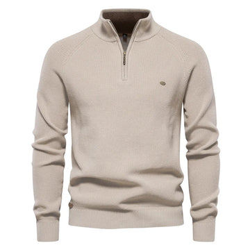 Luxe half zip trui met opstaande kraag