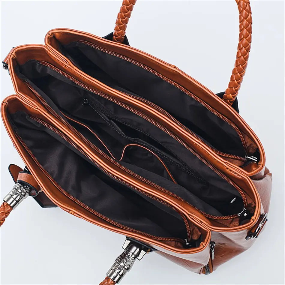 Grote leren tas - een perfecte combinatie van ruimte, luxe en elegantie. Gemaakt van hoogwaardig leer, met een ruim en georganiseerd interieur, is deze tas ideaal voor werk en vrije tijd. Voeg een vleugje praktische luxe toe aan elke outfit!
