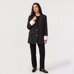 Oversized blazer met verticale strepen