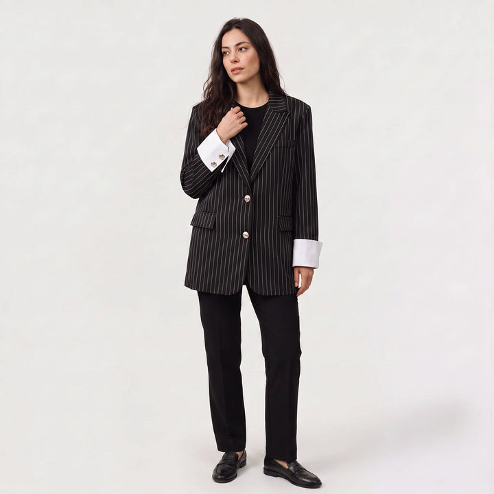 Oversized blazer met verticale strepen