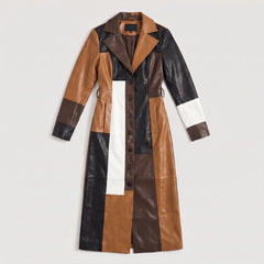 Trench coat met patchwork design
