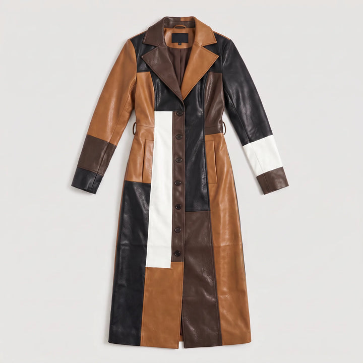 Trench coat met patchwork design
