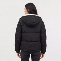 Hooded puffer jacket met fleece voering