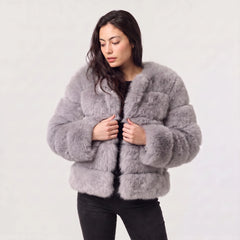Faux fur jacket met lange mouwen