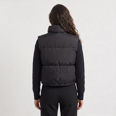 Cropped puffer gilet met kraag