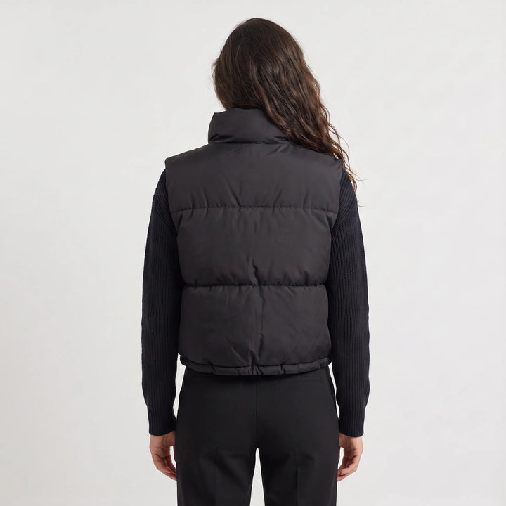 Cropped puffer gilet met kraag
