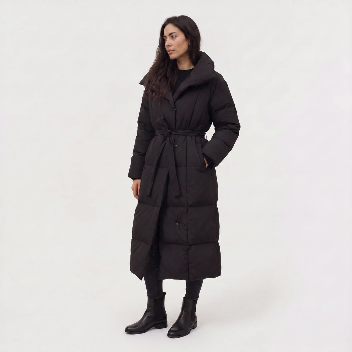 Oversized puffer coat met capuchon