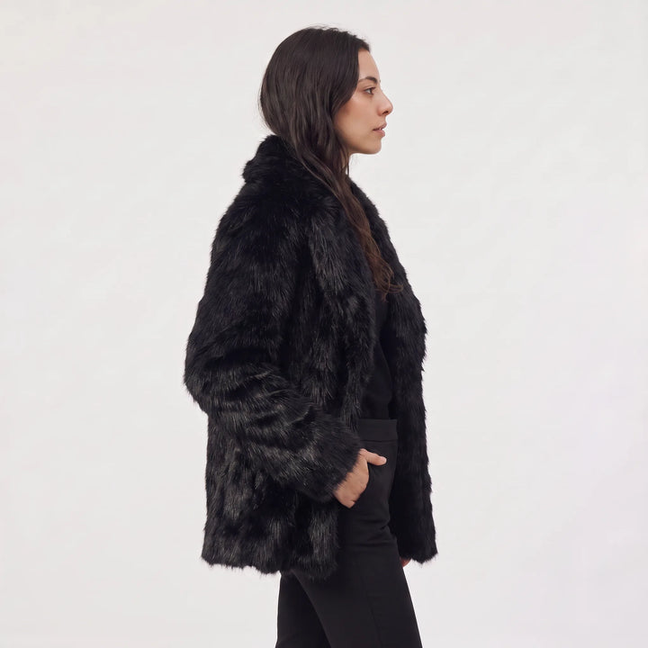 Oversized faux fur jas