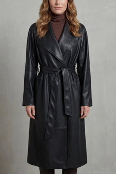 Faux leren trenchcoat met ceintuur