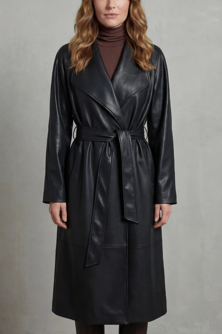 Faux leren trenchcoat met ceintuur