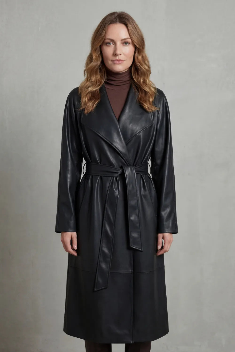 Faux leren trenchcoat met ceintuur