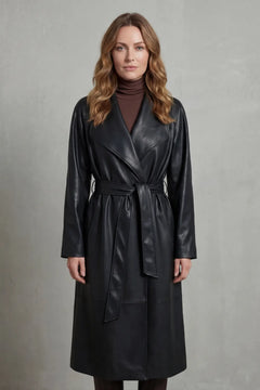 Faux leren trenchcoat met ceintuur