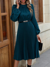 Maxi jurk met lantaarnmouwen en geplooide zoom