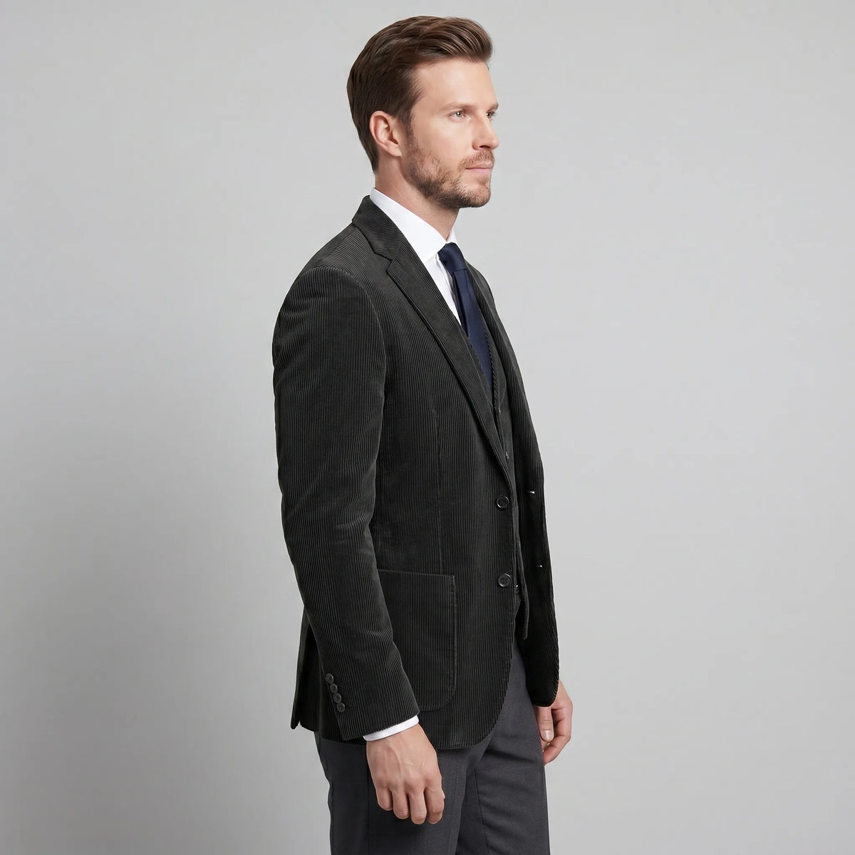 Heren corduroy blazer met vest