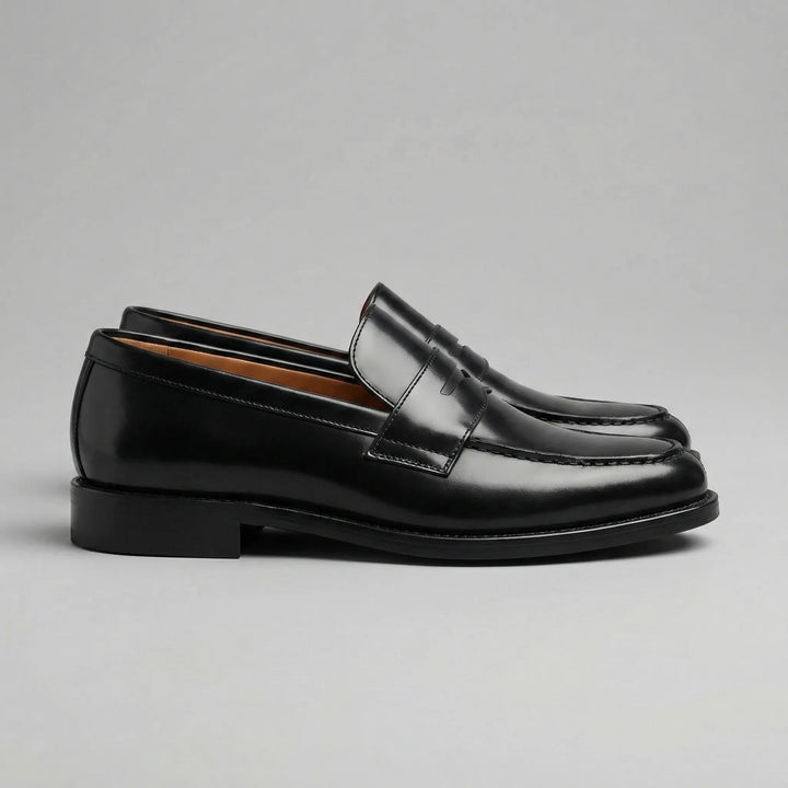 Zwarte leren penny loafers