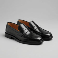 Zwarte leren penny loafers