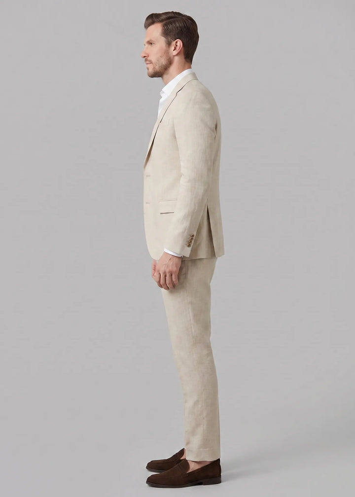 Linnen blend pak slim fit