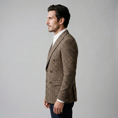 Double breasted blazer met ruitpatroon