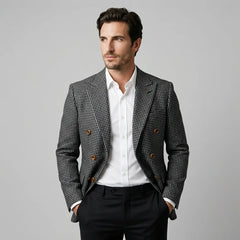 Double-breasted blazer met check patroon