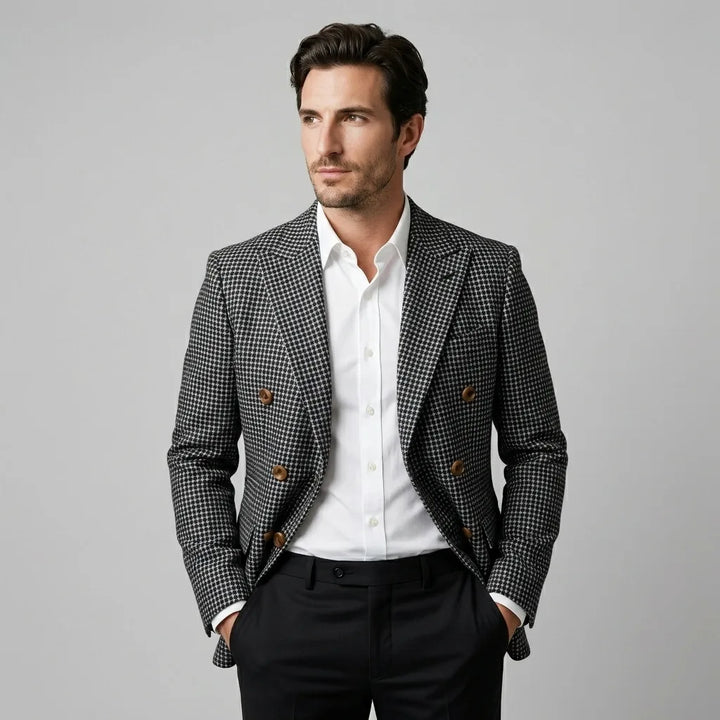 Double-breasted blazer met check patroon