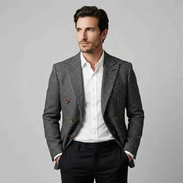 Double breasted blazer met ruitpatroon