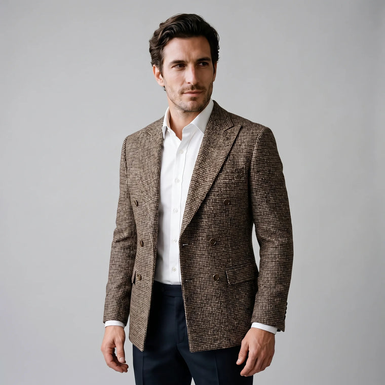 Double breasted blazer met ruitpatroon