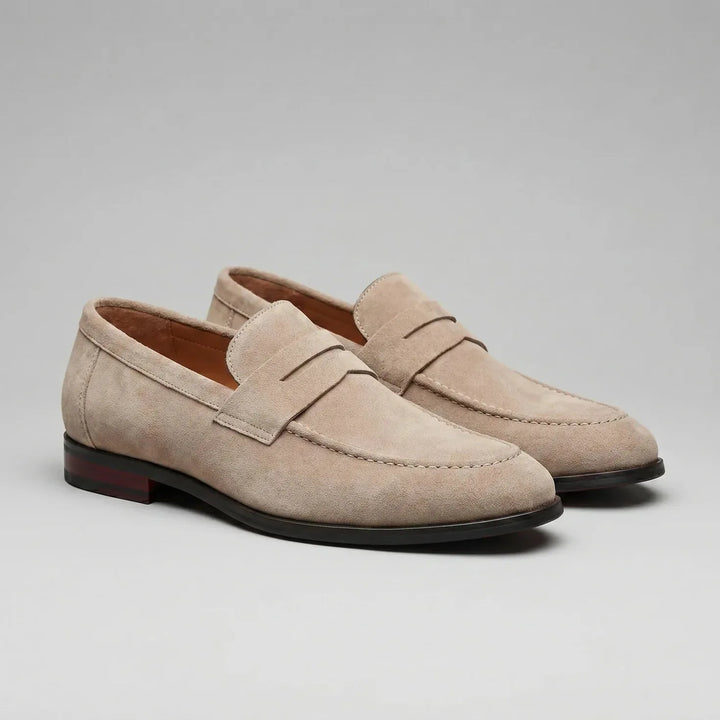 Bruine penny loafers met suède look