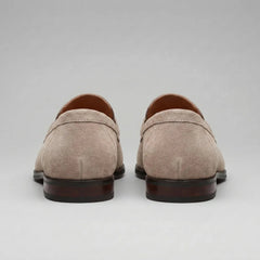 Bruine penny loafers met suède look