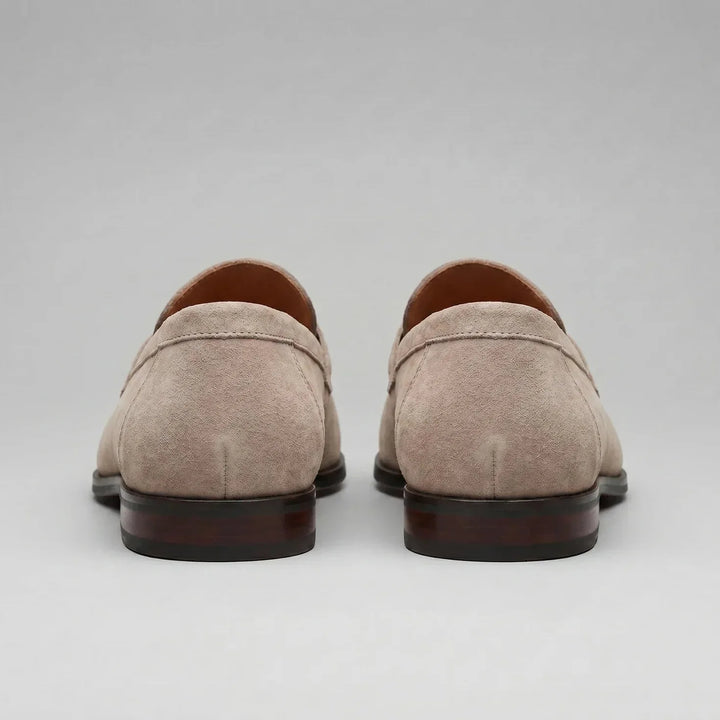 Bruine penny loafers met suède look