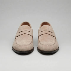 Bruine penny loafers met suède look