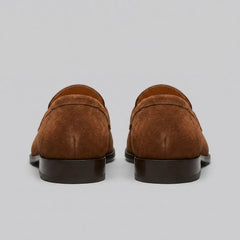 Bruine penny loafers met suède look