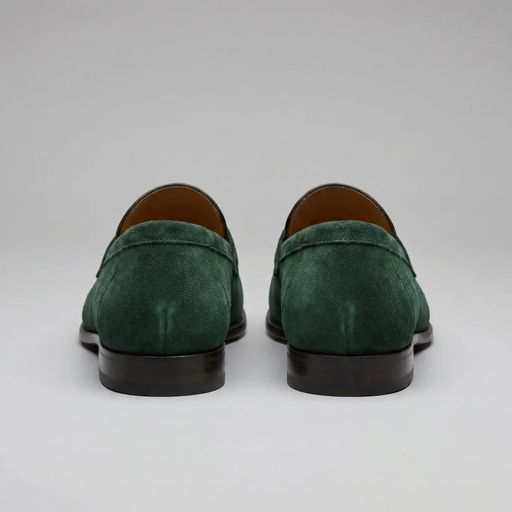 Bruine penny loafers met suède look