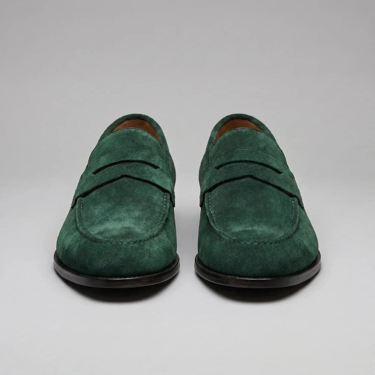 Bruine penny loafers met suède look
