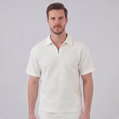 Waffle knit set met korte mouwen