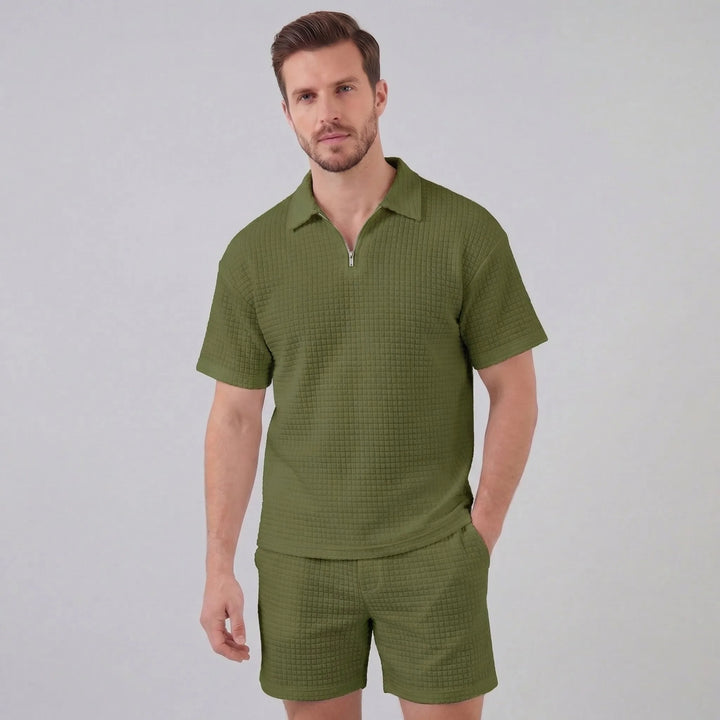 Waffle knit set met korte mouwen