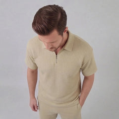 Waffle knit set met korte mouwen