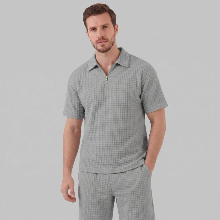 Waffle knit set met korte mouwen