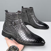 Mid-top laarzen met getextureerd bovenwerk en zijrits