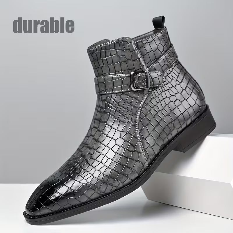 Mid-top laarzen met getextureerd bovenwerk en zijrits