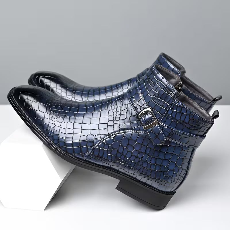 Mid-top laarzen met getextureerd bovenwerk en zijrits