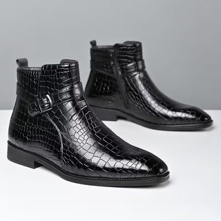 Mid-top laarzen met getextureerd bovenwerk en zijrits