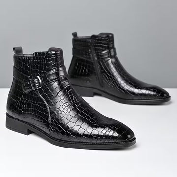 Mid-top laarzen met getextureerd bovenwerk en zijrits