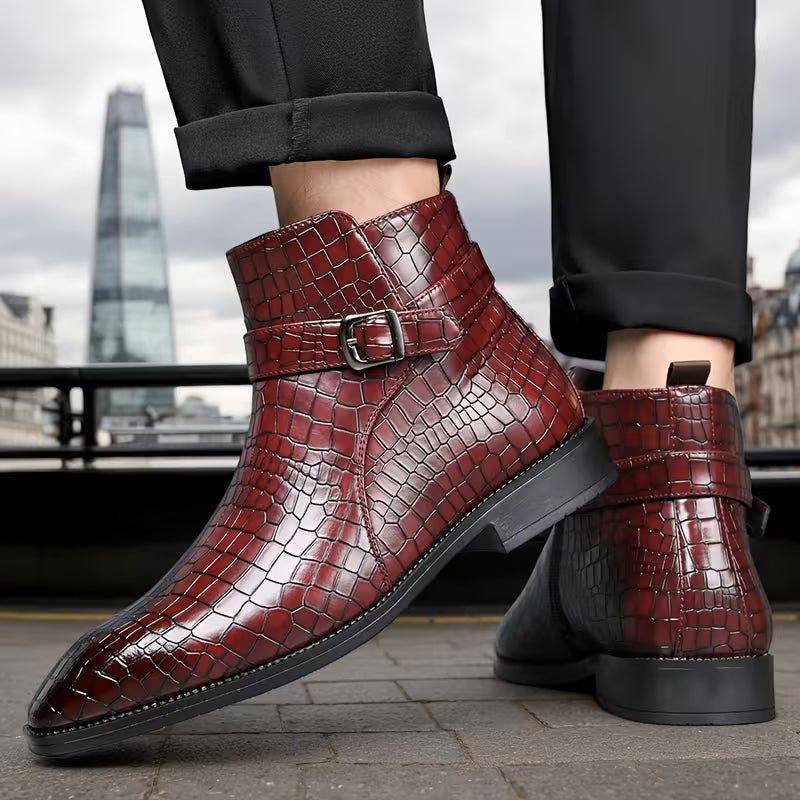 Mid-top laarzen met getextureerd bovenwerk en zijrits