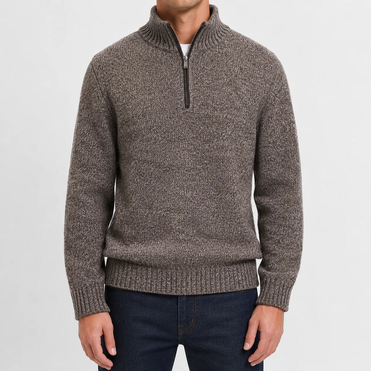 Zip-up trui met mock neckline