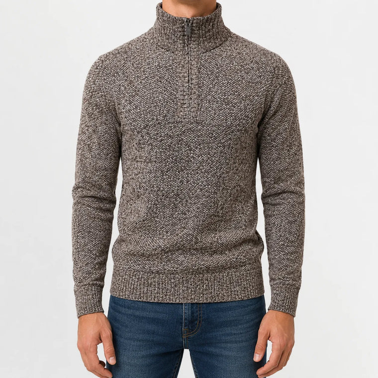 Zip-up trui met mock neck