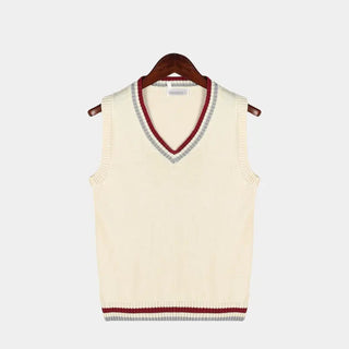 Mouwloos vest met v-hals en kabelpatroon