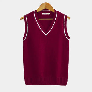 Mouwloos vest met v-hals en kabelpatroon